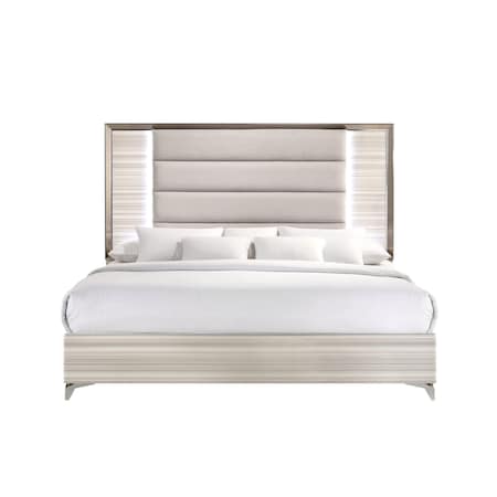Global Furniture Usa Modern Zebra Zambrano White King Bed With Led 3238